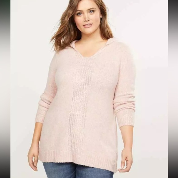 Lane Bryant Sweaters - Lane Bryant Womens Plus 14/16 Sweater Pink‎ Hoodie Soft Comfy Hooded Lagenlook